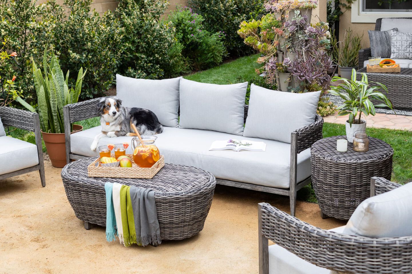 Gathercraft Marana Wicker Outdoor Sofa and Chairs in Modern Transitional Style Patio